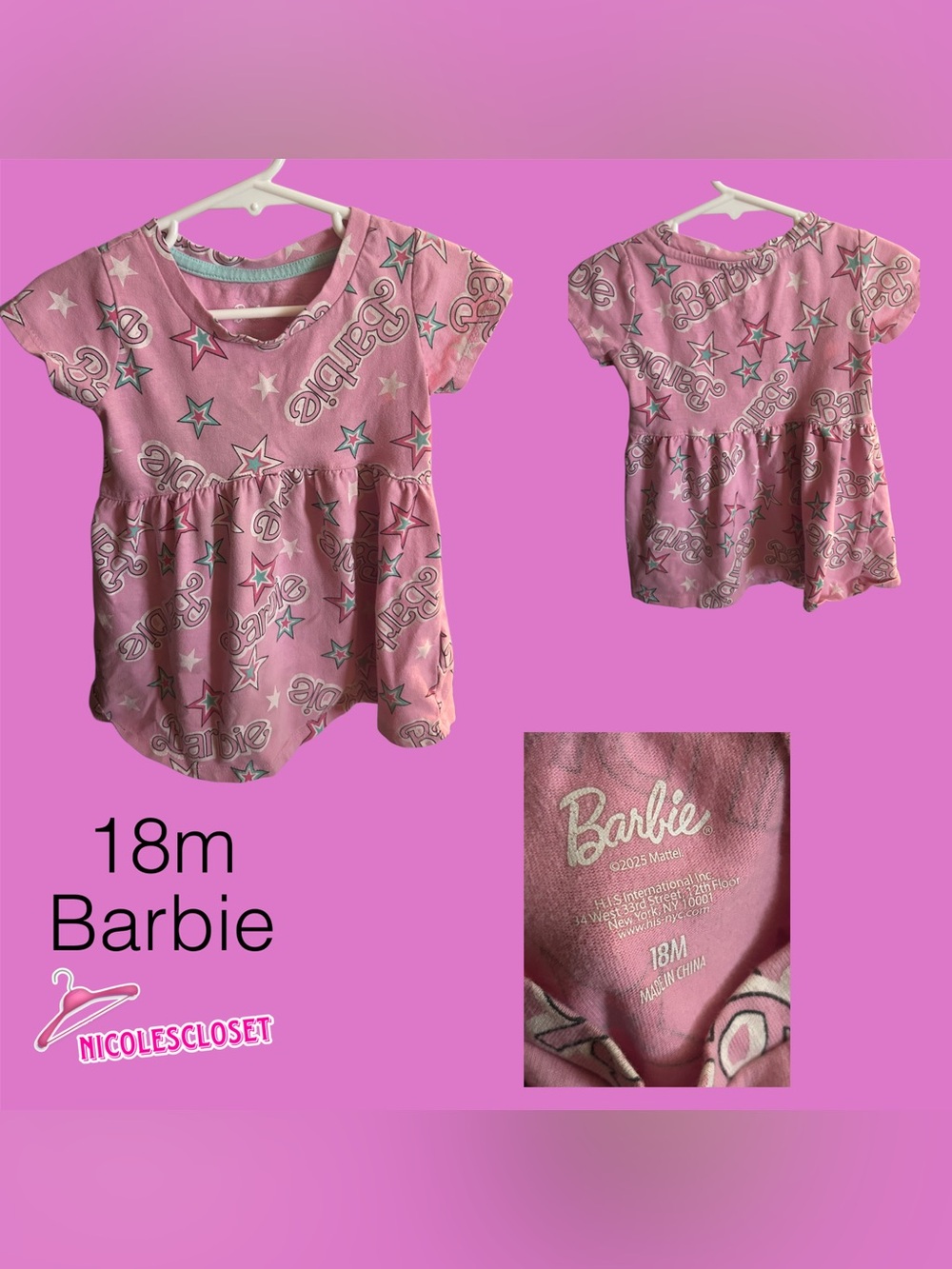 Barbie Pink Star-Print Toddler Dress